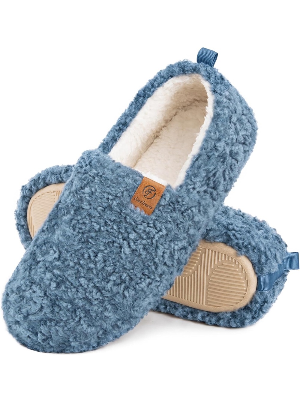 New Without Box Women’s Blue Plush Slip-On Sherpa-Lined Slippers